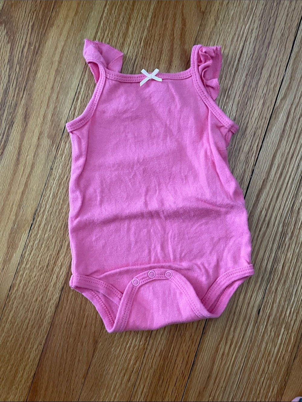 Girls' Pink Sleeveless Baby Bodysuit with Ruffle Shoulders